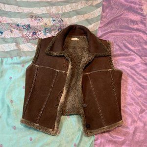 Vintage Bebe Brown Shearling Leather Sherpa